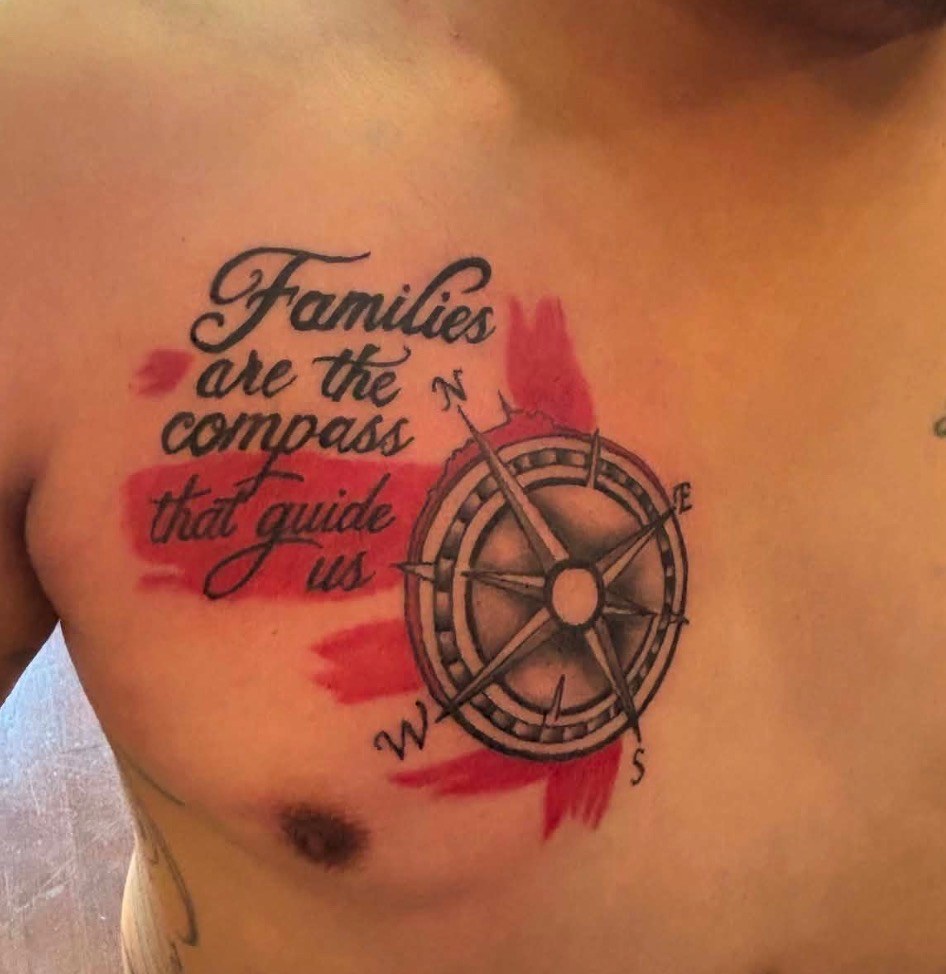 Family compass tattoo