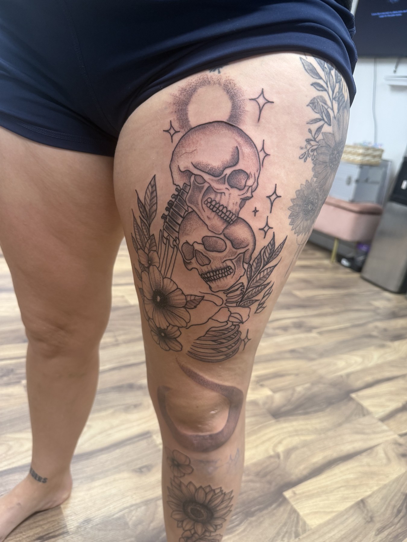 Skeletons with flowers